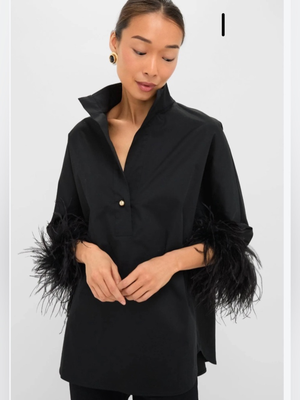 Tuckernuck, black willow feather blouse size medium